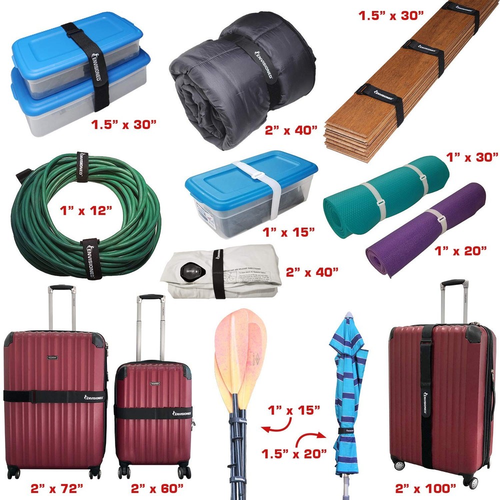 Cinch Straps 2"x30" 6-Pack, Strong Hook & Loop Securing Straps (Black)