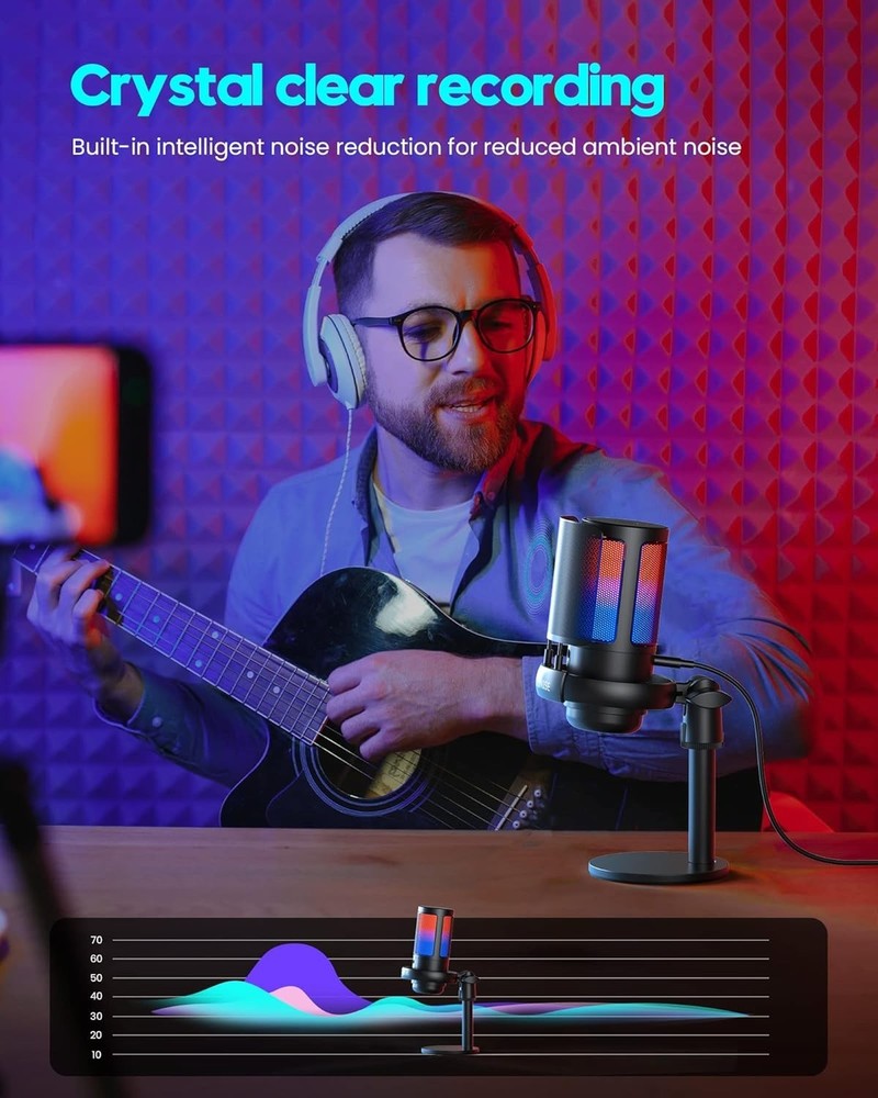 Crisp Audio Gaming Microphone - Cardioid Condenser Mic with Pop Filter