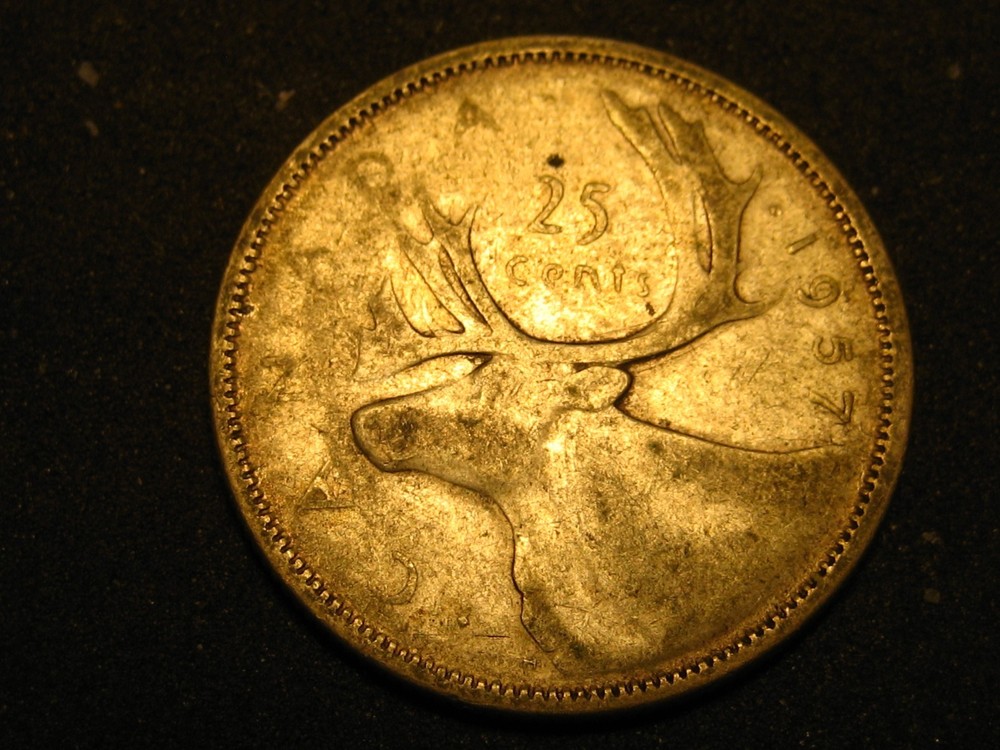 1957 80% Silver Canadian Quarter