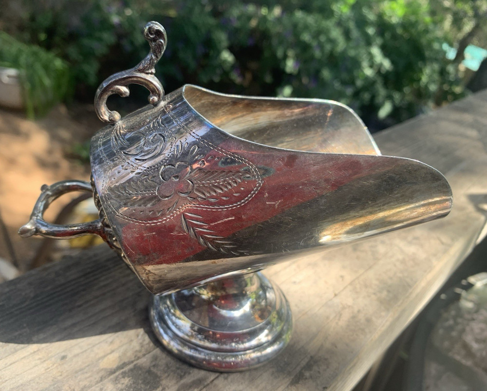 Victorian Silver Plate Sugar Scuttle Barrel EPBM 1900s Model Etched Pattern 917