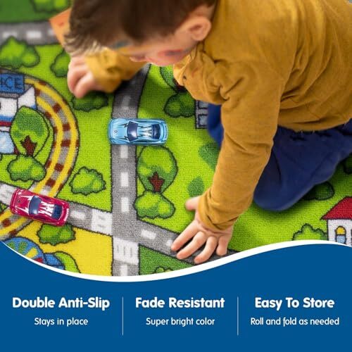 Race Car Track Rug Play Mat For Kids Toddlers Carpet Road Toy Track Floor