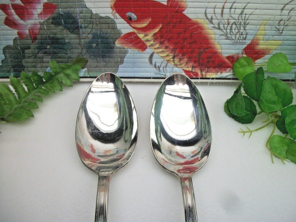2 International Silver ARGYLE Silverplate Solid Serving Spoons 1938