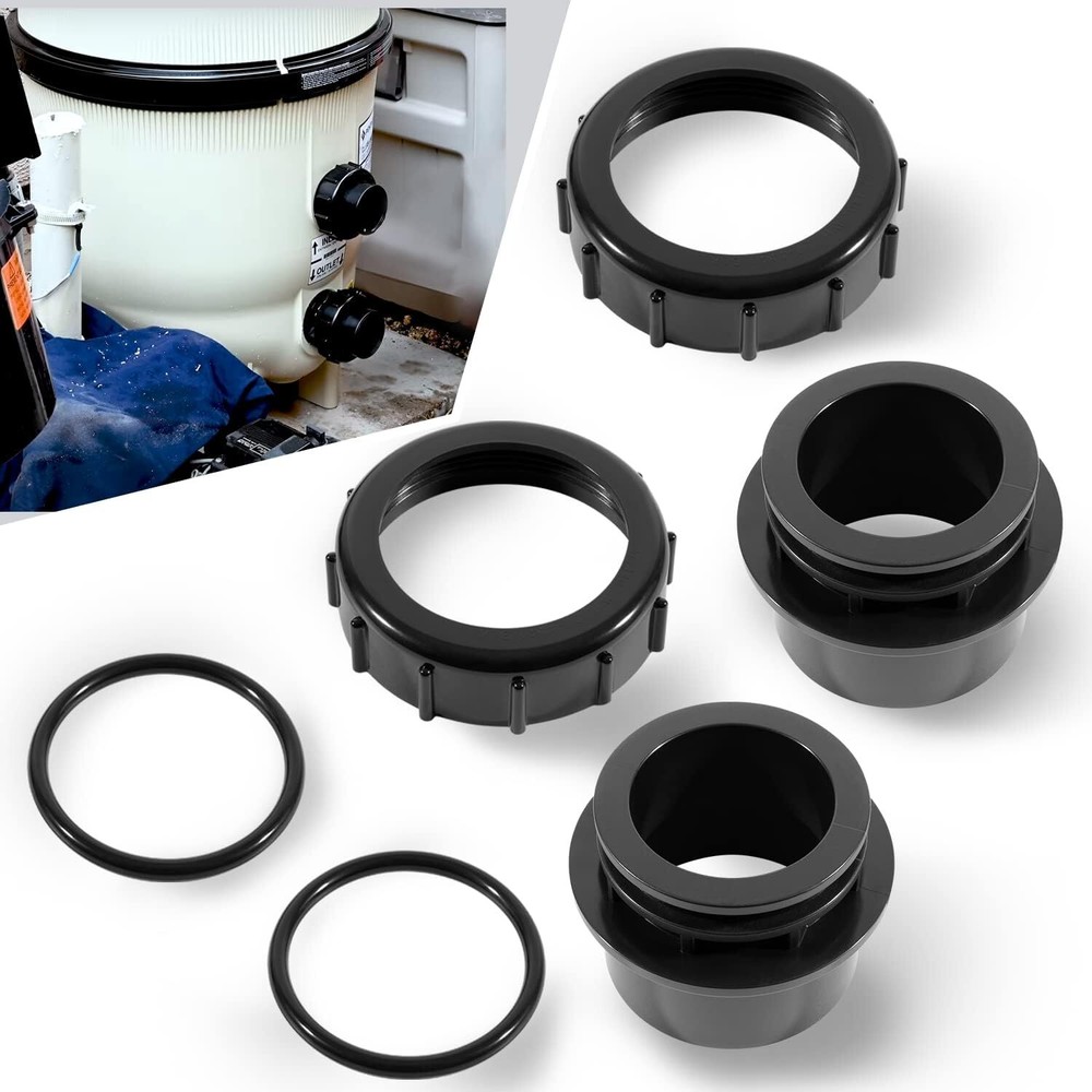 2Pack Black Pool Valve Adaptor Replacement Kit 270100 For Pentair D.E. Filter