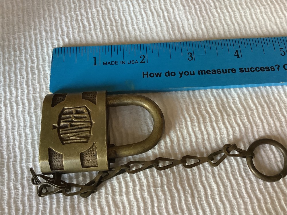Old Solid Brass Padlock FRAIM-RF.D Original Chain-NO KEY
