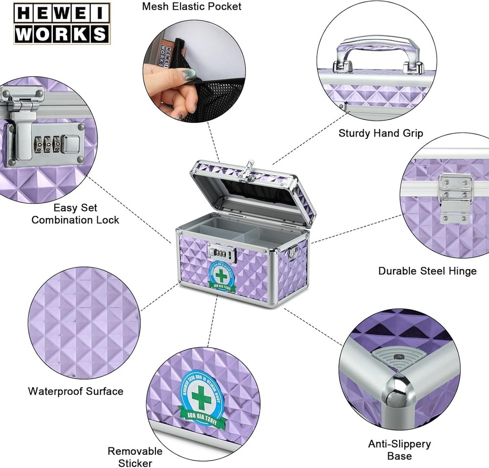 Storage Lock Box with Combination Lock, Lockable Medicine Storage Box, Empty Fir