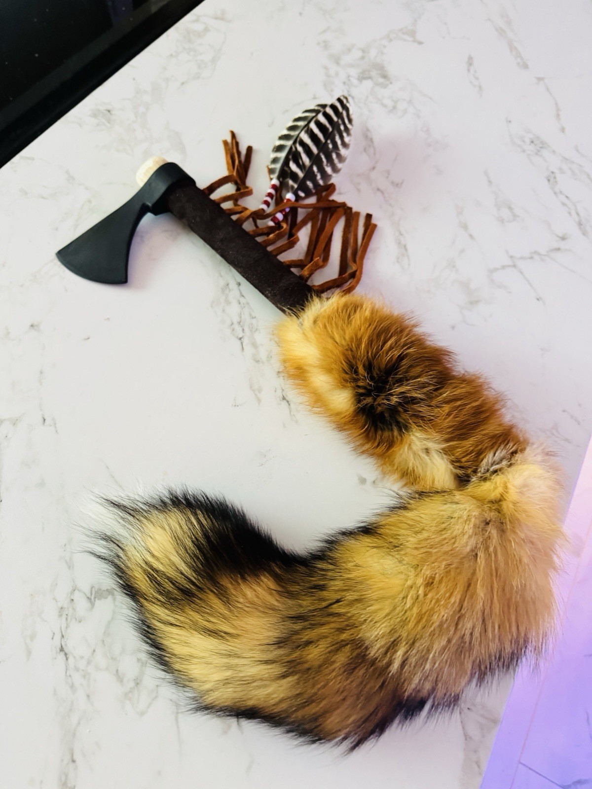 Native American Indian tomahawk. By Enrolled Cherokee  30” Including Tail