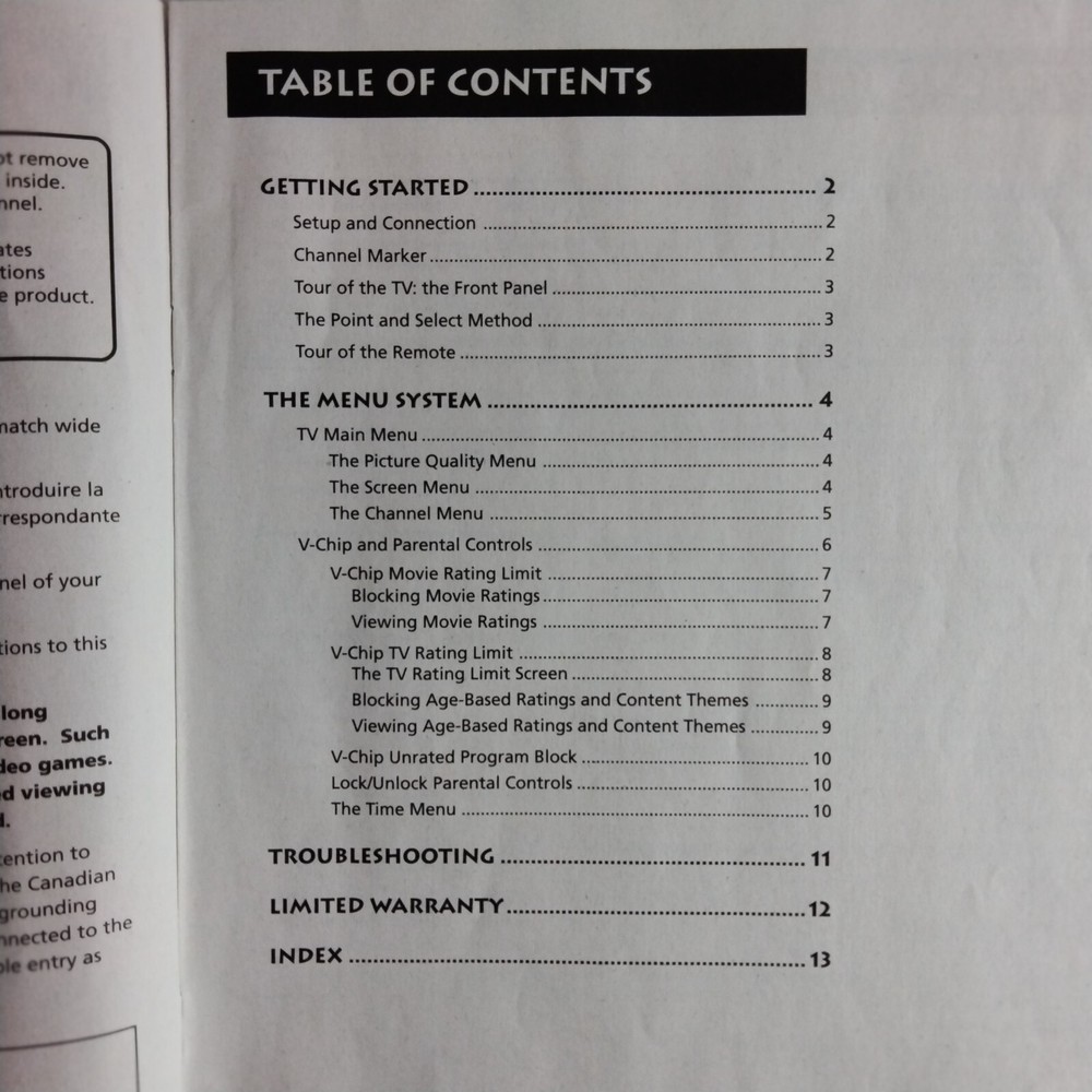 RCA Television Users Guide Vintage V Chip 1999 Thompson