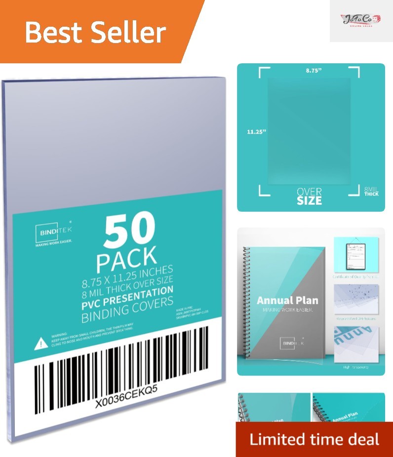 Durable 8 Mil Oversized PVC Binding Presentation Covers - 50 Pack - Unpunched