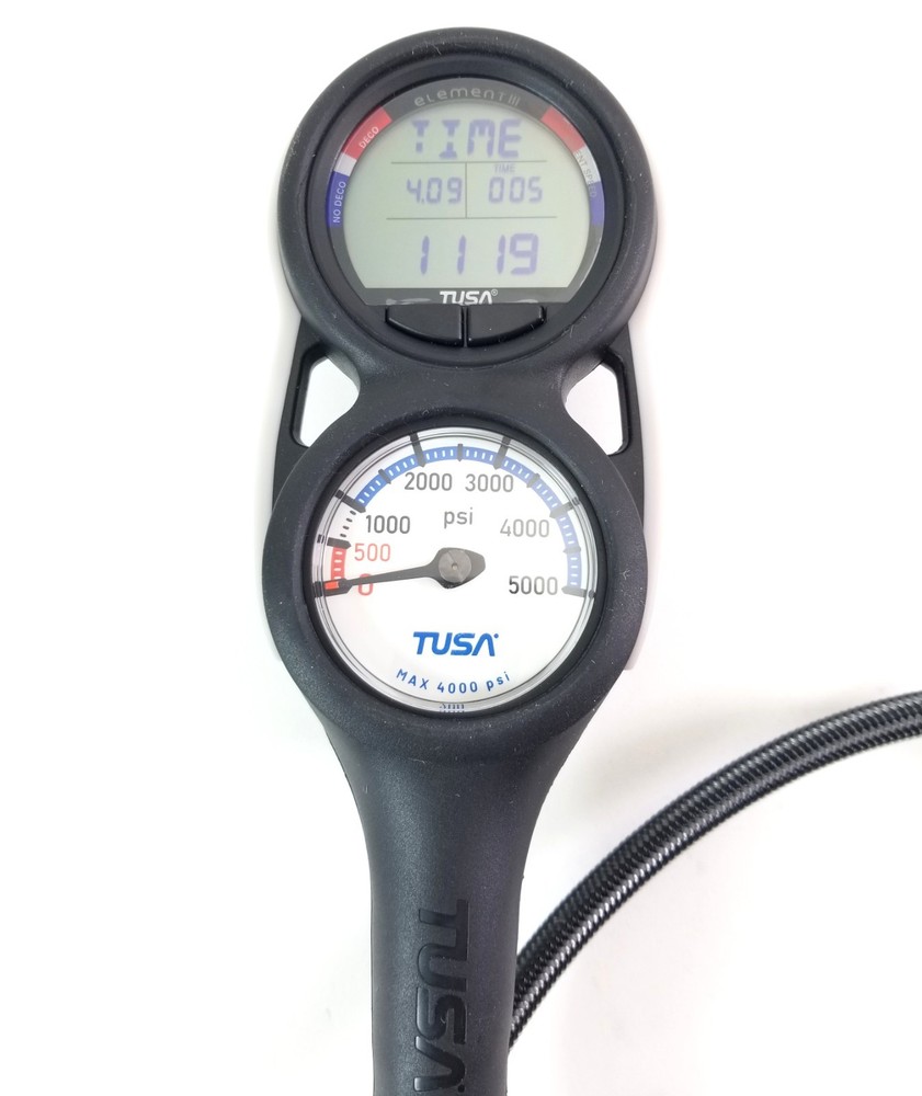 Tusa Element III 3 Gauge Scuba Dive Computer Console Air Nitrox Backlit Display