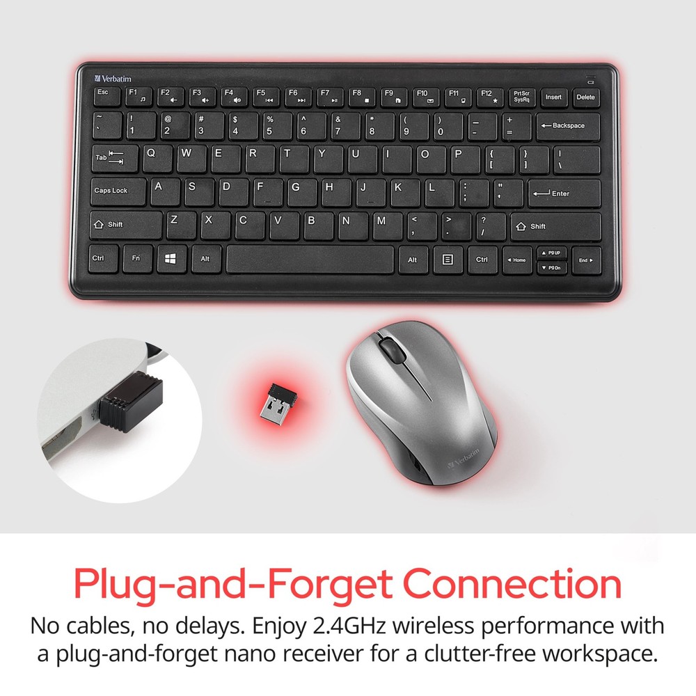 Verbatim Silent Wireless Compact Keyboard and Mouse Combo