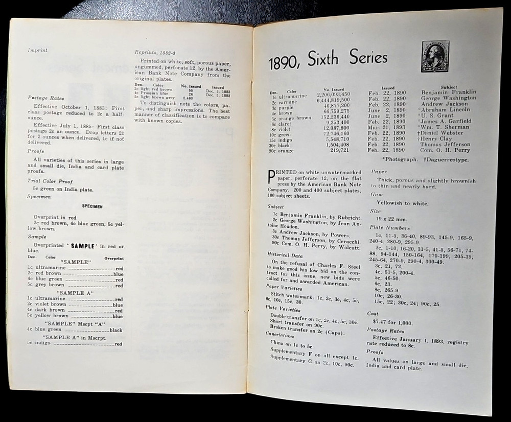 United States Postal Paper, Bank Note Issues 1847-1890 by Unthank 1941 26pg. Ppd