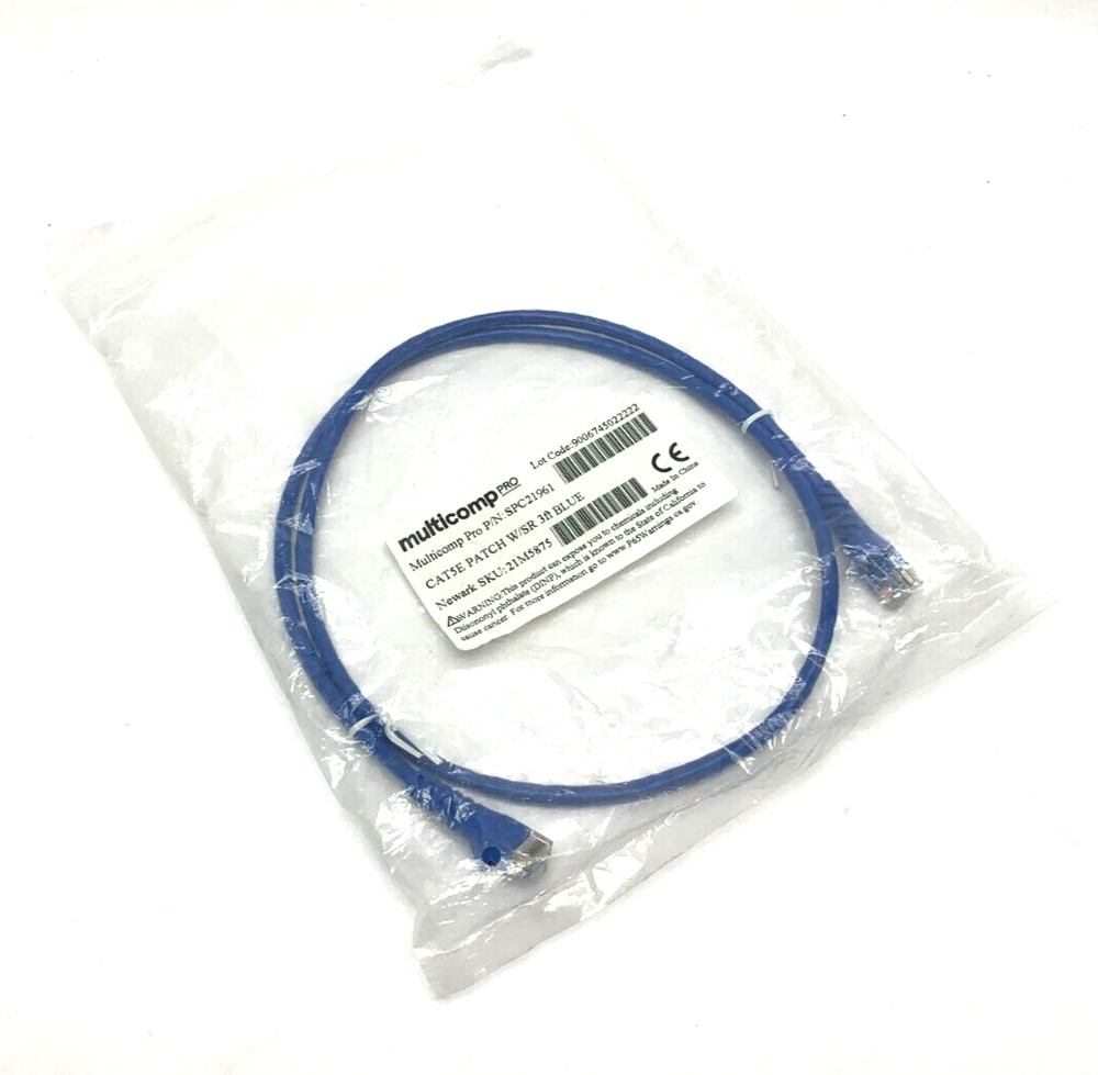 Multicomp SPC21961 Cat5E Patch Cable w/SR 3ft Blue