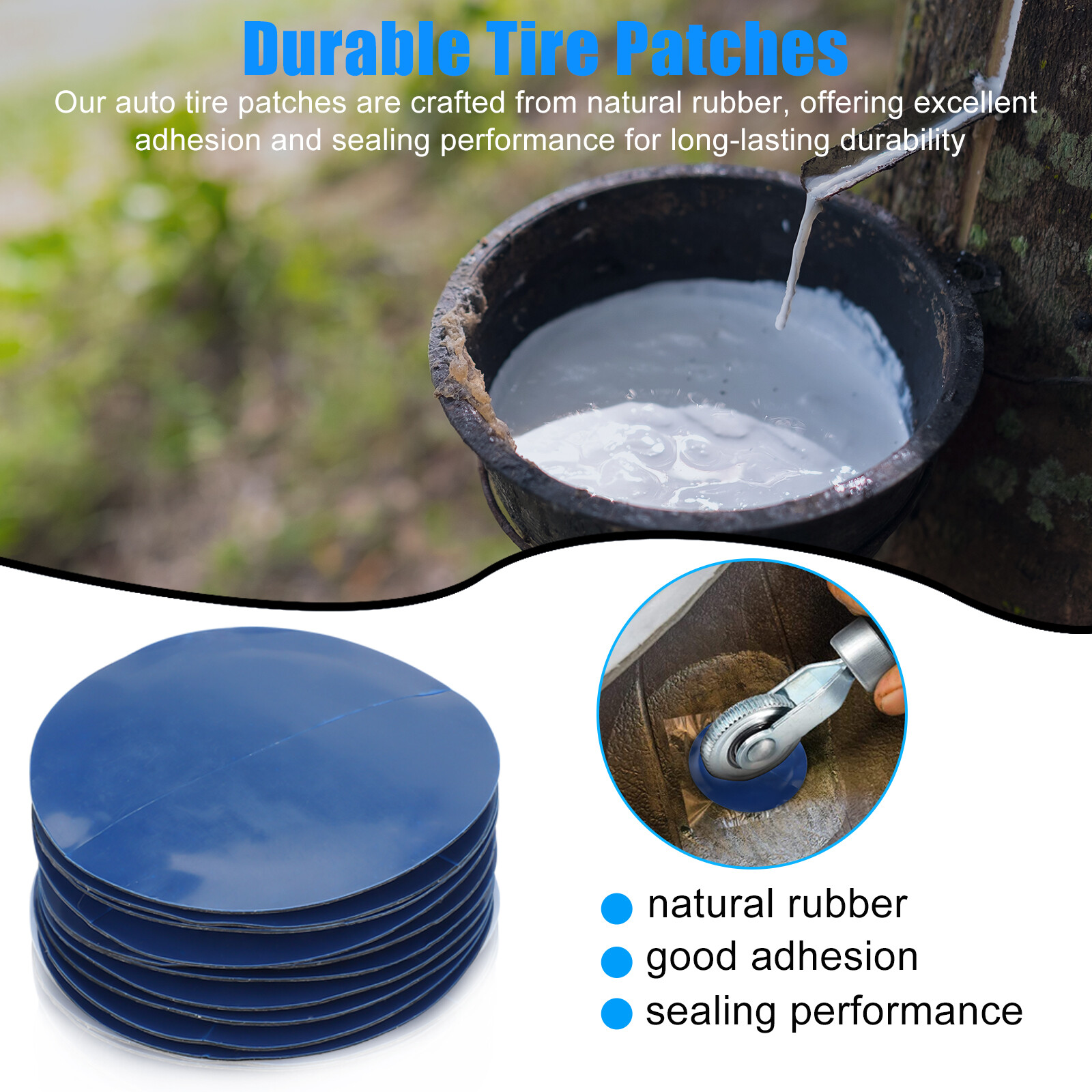 62Pcs Tire Repair Patches Kit Flat Punctures for Car Truck Motorcycle Plug Patch