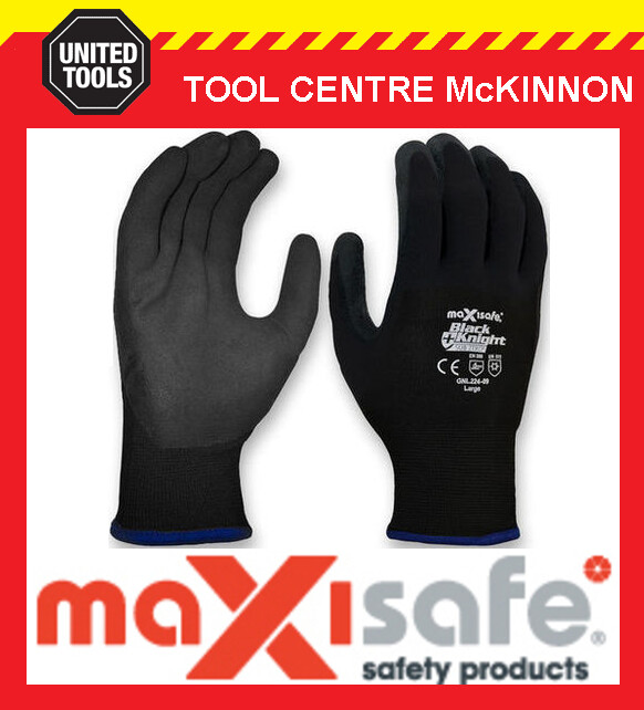 MAXISAFE BLACK KNIGHT SUB-ZERO WARM WINTER ACRYLIC WOOL LINED WORK GLOVES