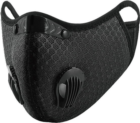 REUSABLE  FACE MASK  WITH BREATHING VALVES AND  5-LAYER REPLACEMENT FILTER