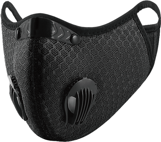 REUSABLE FACE MASK WITH BREATHING VALVES AND 5-LAYER REPLACEMENT FILTER