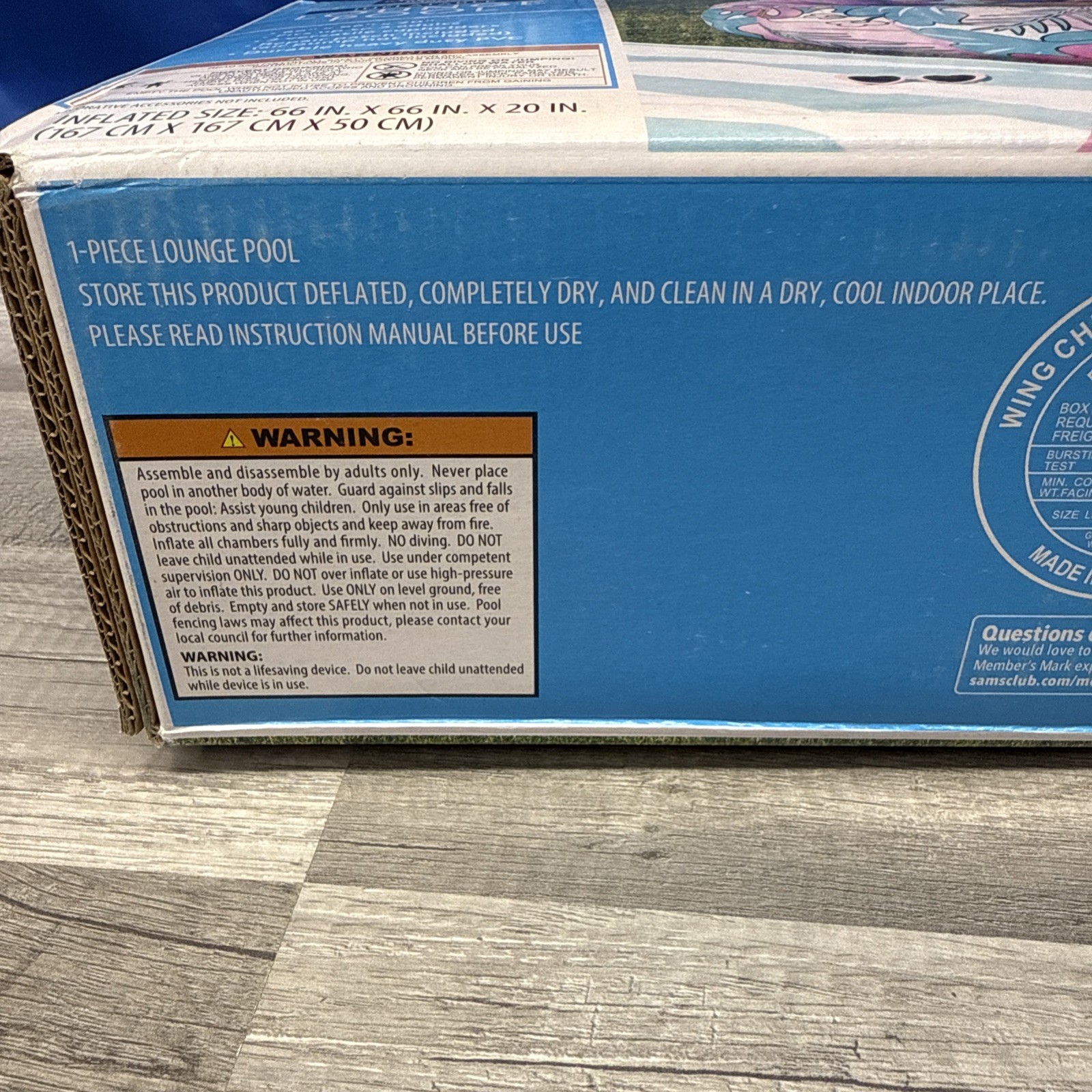 Member's Mark Inflatable Lounge Pool with Cup Holders, Tropical