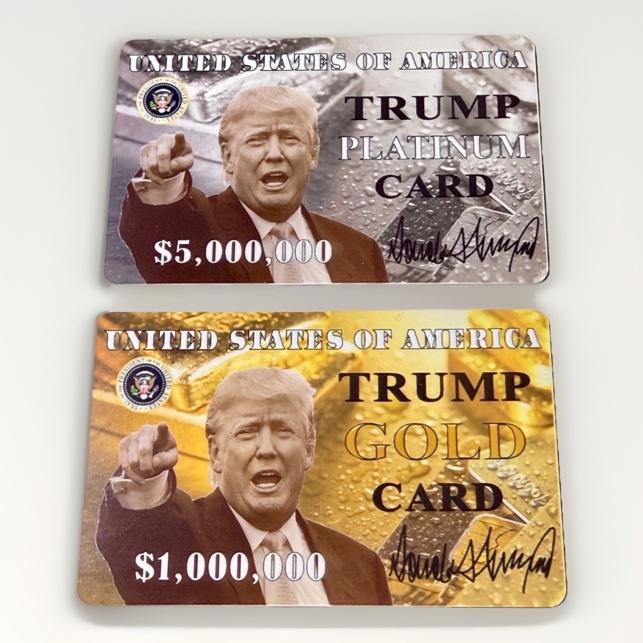 Donald Trump GOLD and PLATINUM CARDS Plastic US Visa Citizen ICE MAGA Funny Gift