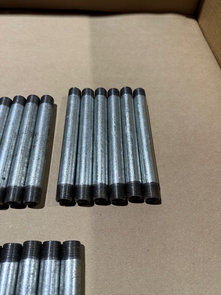 66x Pack Pipe Nipple Assorted Galvanized Steel 3/8" Dual Thread Multiple Sizes