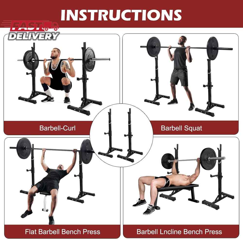 Smartxchoices Pair of Squat Rack, Bench Press Rack Adjustable 40"-66" Solid Stee