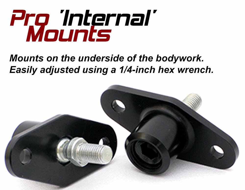 Auto Racing Mirrors - PRO INTERNAL MOUNT (pair) - CNC Milled & Anodized