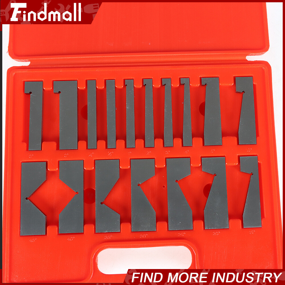 17 Pcs Hardened Steel Precision Angle Block 1/4 to 45 Degree Set Accuracy .0003"