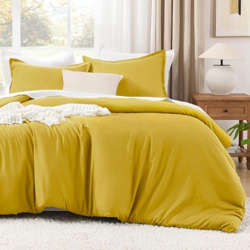 Comforter Set Size, 3 Pieces Lightweight Solid Bedding King Mustard Yellow