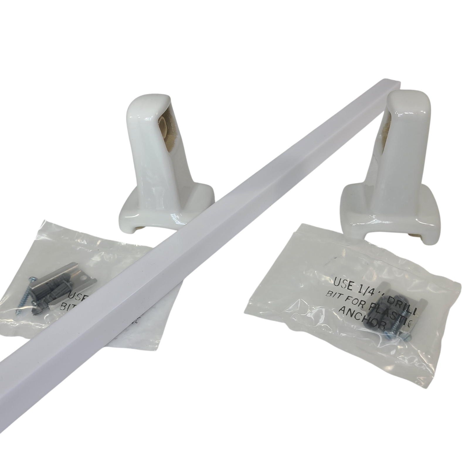 Vintage White Ceramic Towel Bar Rod Rack Post Holders Bracket Screw in Drywall
