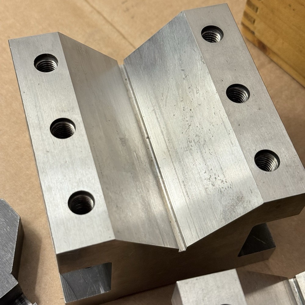 Large Precision V Block Set With Clamps Workholding 4”x4”x3”