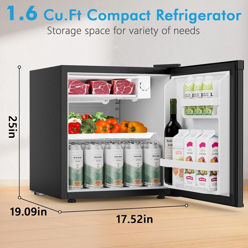 COWSAR 1.6 Cu.Ft Compact Fridge with Freezer, Compact Refrigerator with 7 Temper