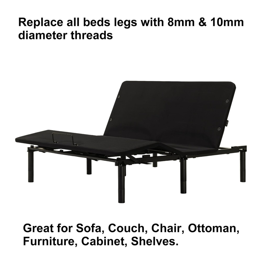 Adjustable Bed Legs for Adjustable Bed Base Frame, 4 Kind Threads Include,12 ...