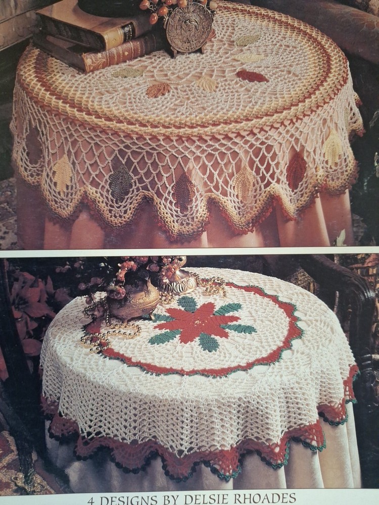 Leisure Arts 2582 Table Topper Tablecloth Christmas Fall Pattern Leaflet Crochet