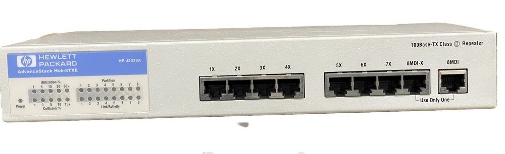 HP Advance Stack Hub-8TXE 100 Base-TX Class II Repeater Model HPJ3235A