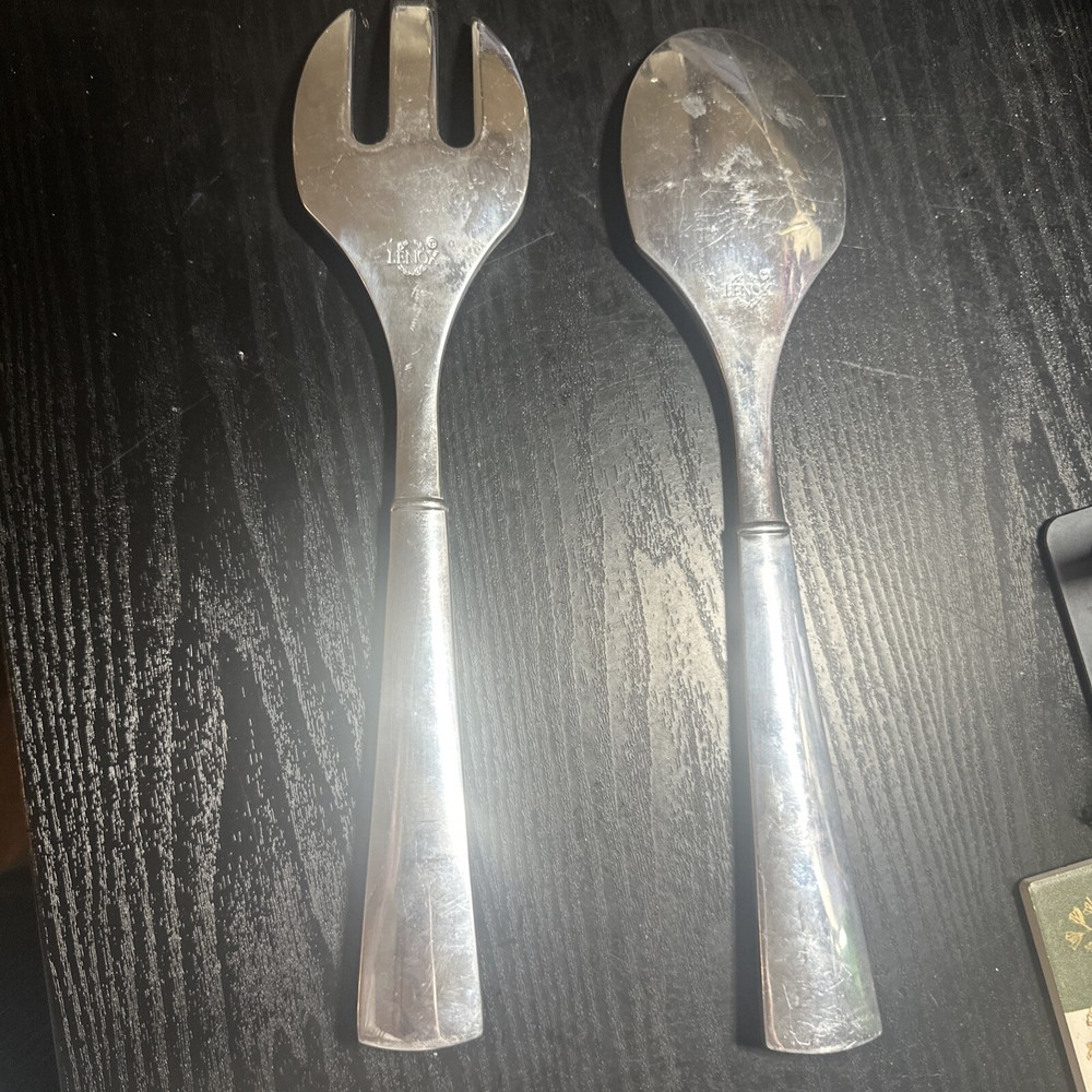 Lenox Salad Serving Set Fork And Spoon Fruit Pattern Heavy