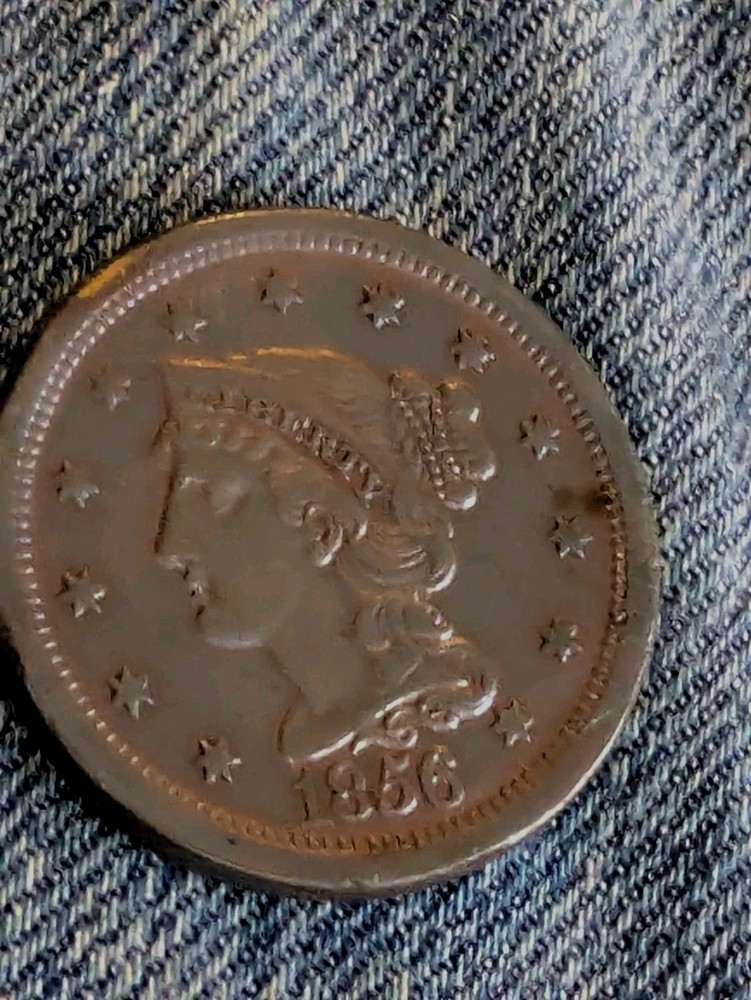 1856 Large Cent Dark Toned AU