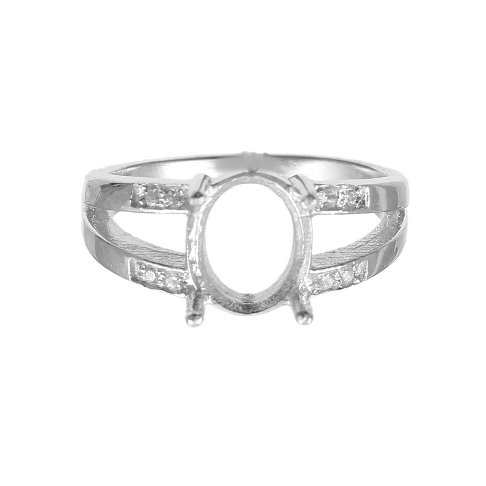 Semi Mount Ring Gemstone Setting Size 10X8 MM Oval Shape 925 Sterling Silver