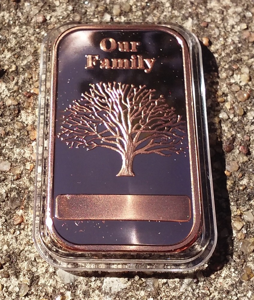 One ounce Copper Family Tree ingot bar