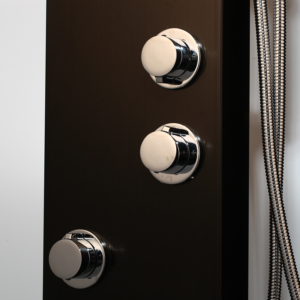 LED Black Shower Panel Display screen Body Massage System Jets Wall Mounted Tap