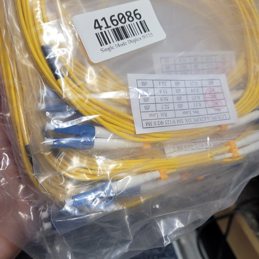 10ct Single Mode Duplex 9/125 LC To LC 3 M Patch Cables