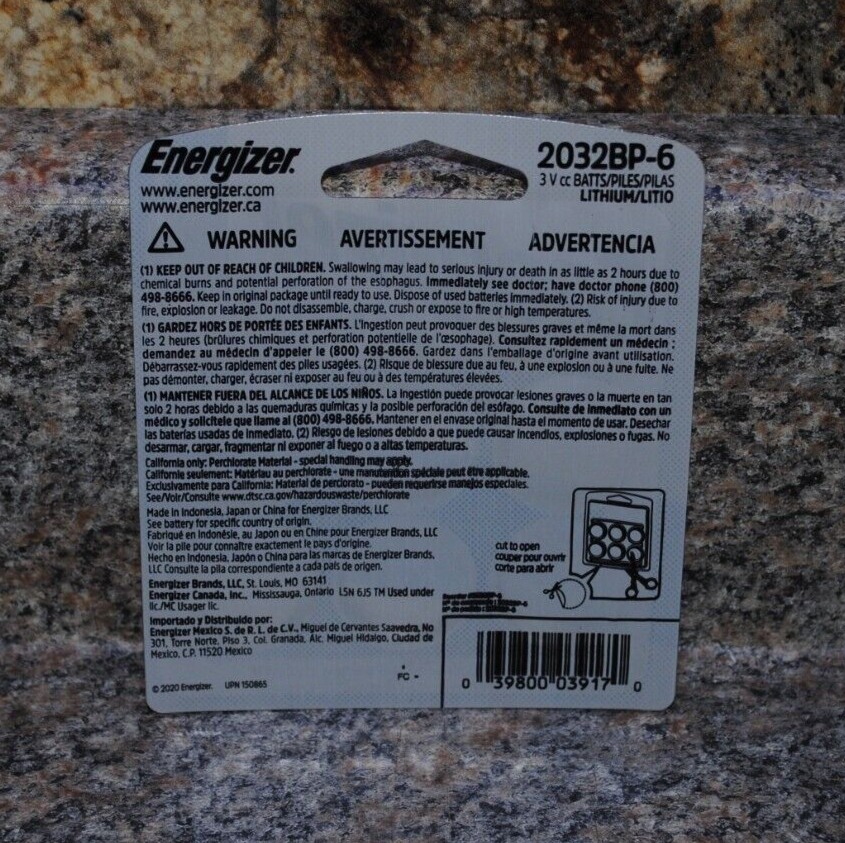 Energizer 2032 Lithium Battery 6-Pack