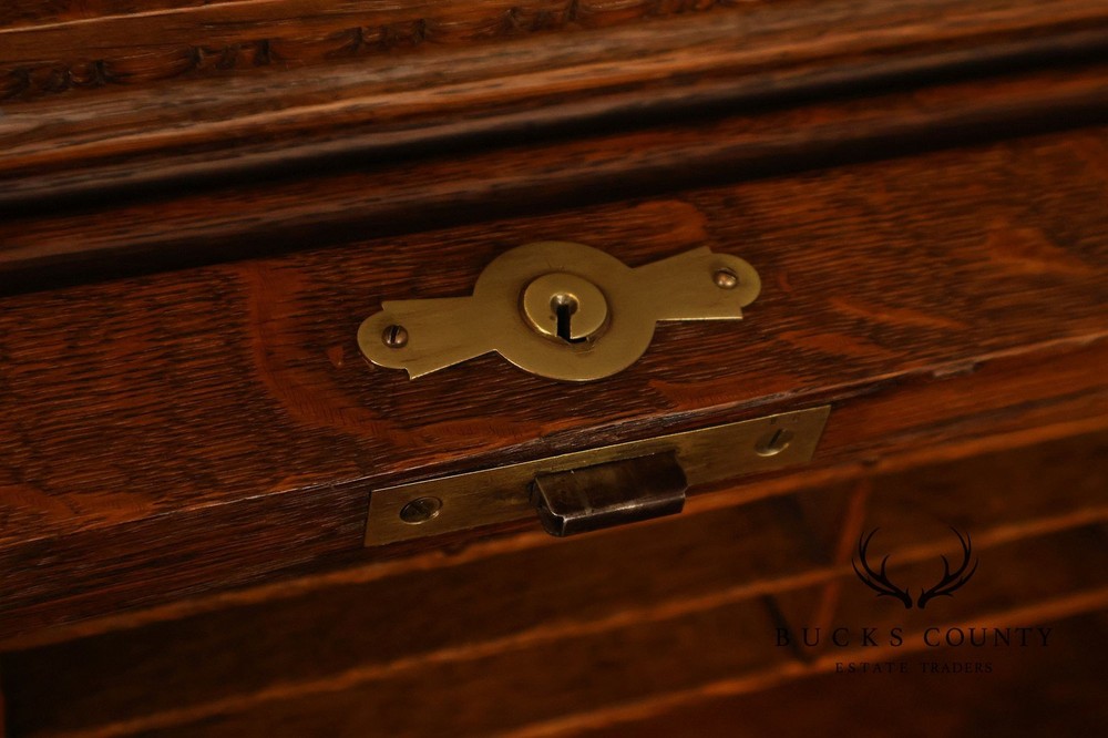 Oak Roll Top Desk With Carved 'Reading Hardware Co." Crest Panel