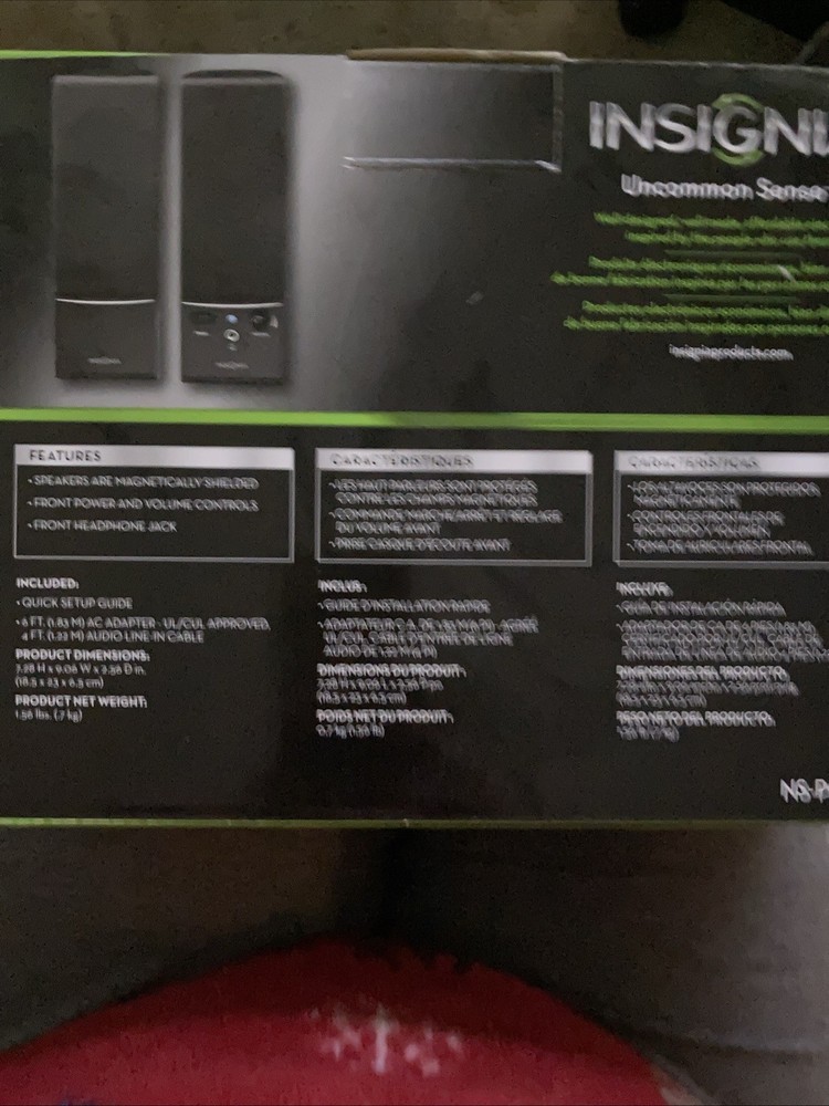 INSIGNIA NS-PCS20 POWERED COMPUTER LAPTOP MULTIMEDIA STEREO SPEAKERS TESTED/WORK