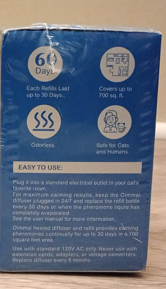 Immal Cat Calming Pheromone Diffuser Plus 2 Refills 60 Day Kit Exp. 2028 Sealed!