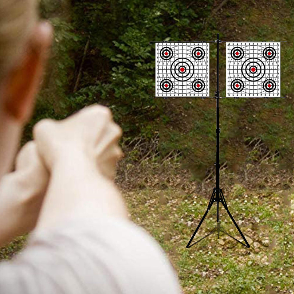 Adjustable Paper Target Holder with 10pcs Compact, Black