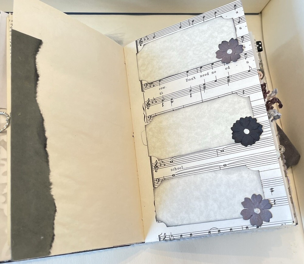Junk Journal Butterfly Bird Grey Ivory Keepsake Diary Book Interactive NEW