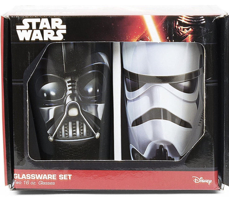 2 Pc Star Wars Darth Vader & StormTrooper 16oz Glassware Set