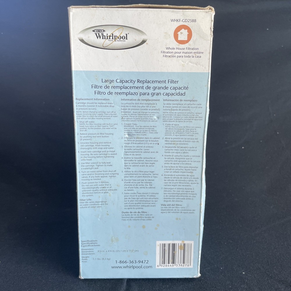 Whirlpool Large Capacity Replacement Filter WHFK-GD25BB