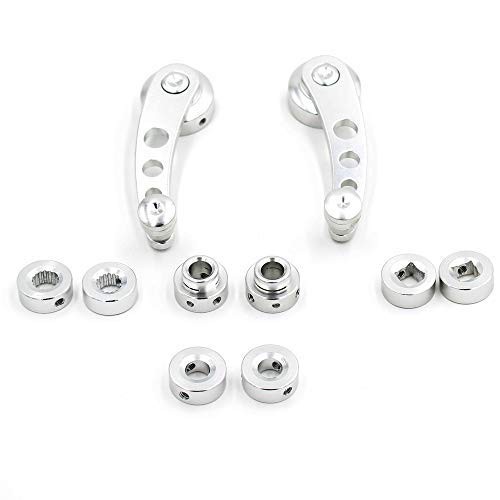 2Pcs Universal Car Window Handle Winder Riser Replacement Winder Crank Silver
