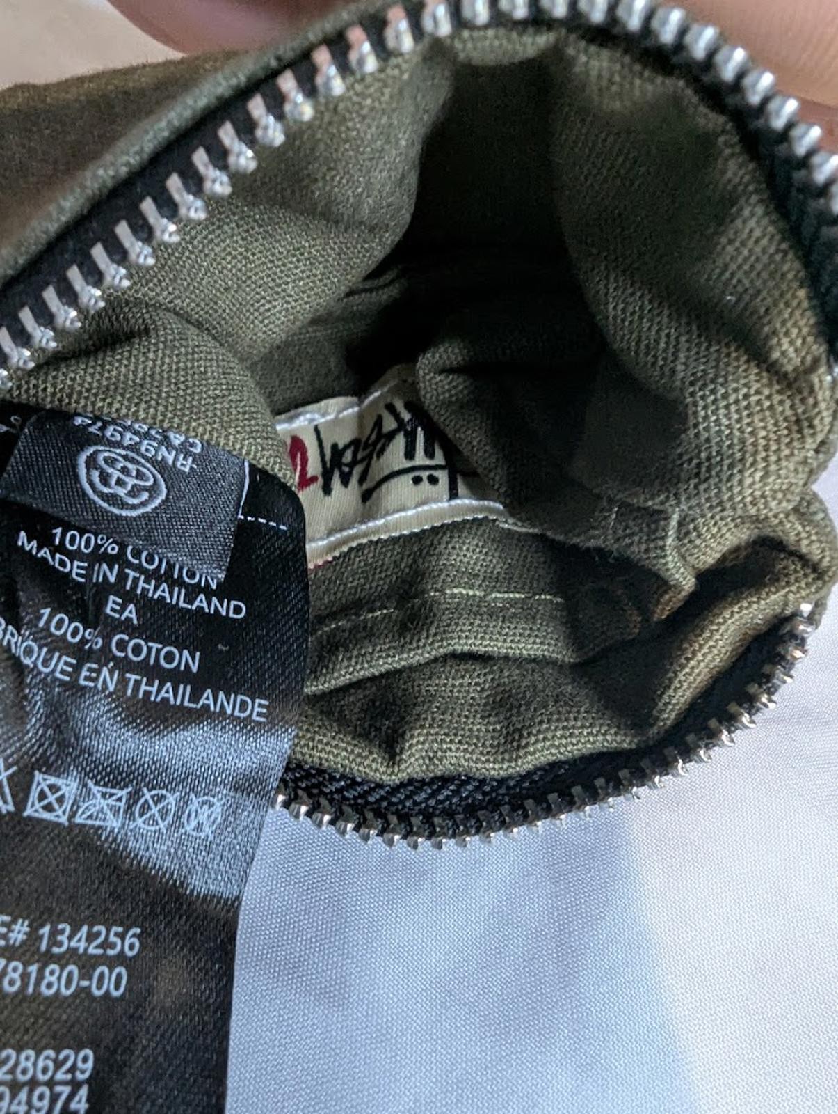 Stüssy Canvas Coin Pouch Wallet Olive Green Basic Stock Logo Embroidered NWT