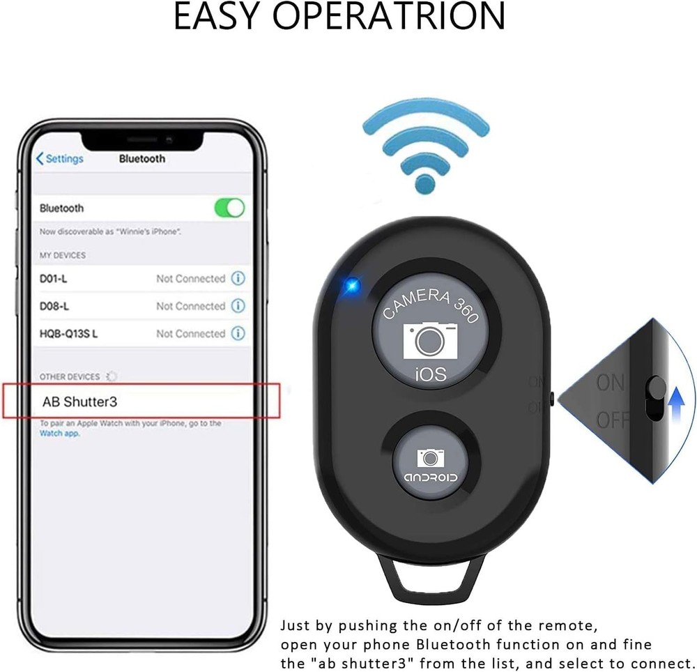 Bluetooth Shutter Remote Selfie Control Button Monopod Iphone Camera Phone 4pcs